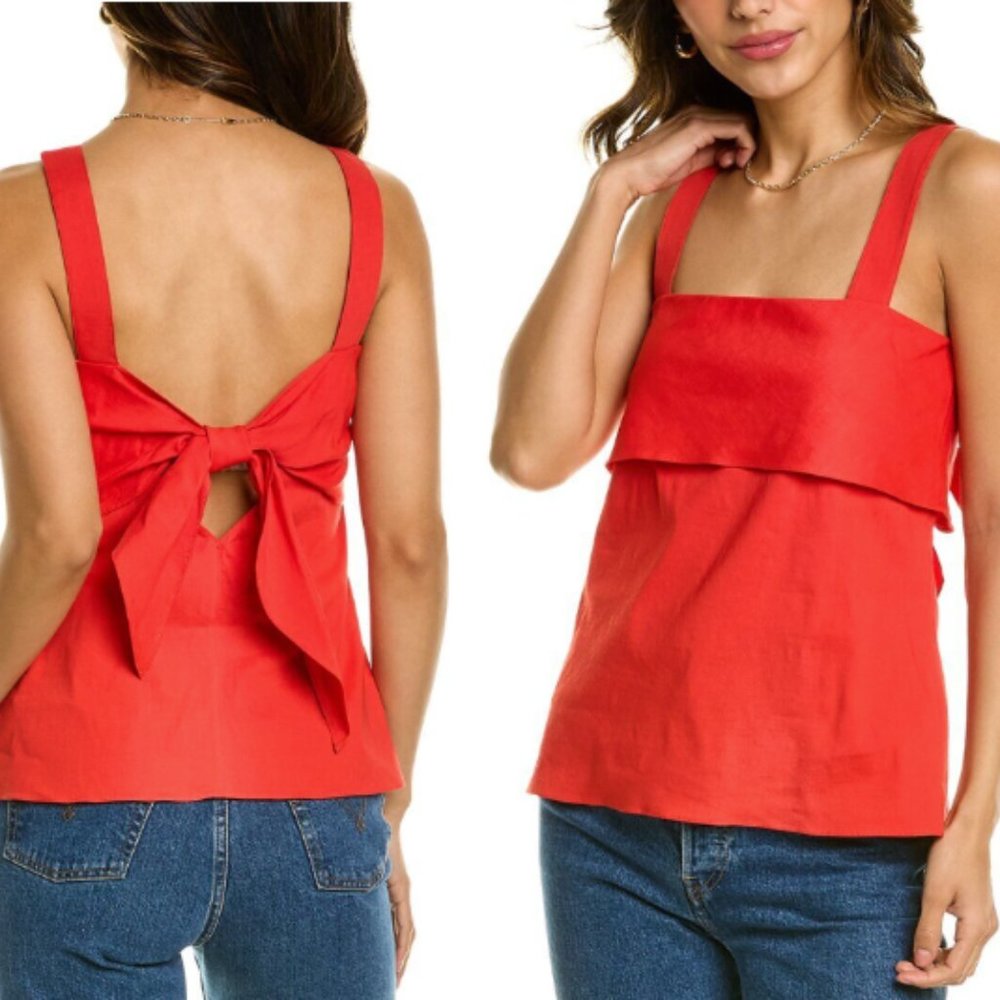 Red Square-Neck Tie-Back Tank Top